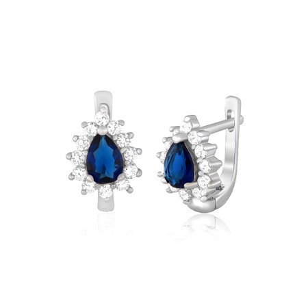 Срібні сережки з синіми фіанітами (СК2ФС/383)