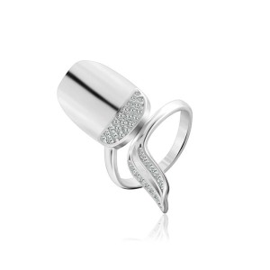 Серебряное кольцо с фианитами "Ноготь" (К2Ф/818)