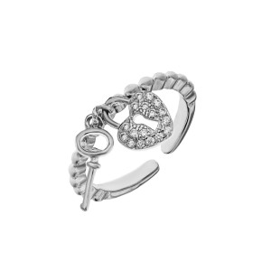 Серебряное кольцо с подвесками Ключ к сердцу