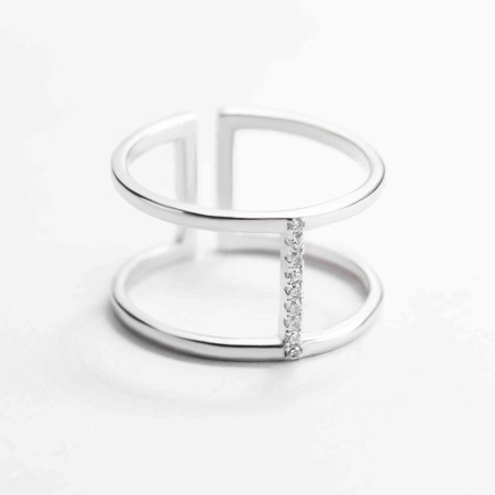 Серебряное кольцо ярусное Геометрия дорожки