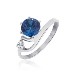 Серебряное кольцо с голубыми фианитами (К2ФЛТ/116)