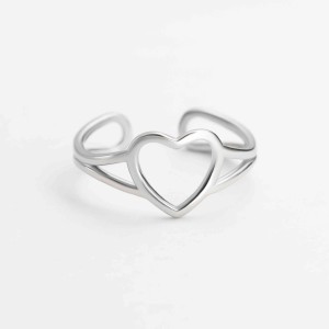 Серебряное кольцо родированное минималистичное Сердце