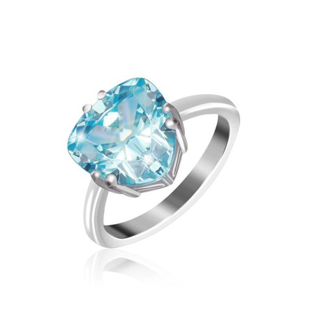 Серебряное кольцо с голубыми фианитами (КК2ФТ/399)