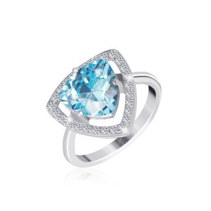 Серебряное кольцо с голубыми фианитами (КК2ФТ/409)