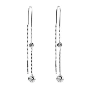 Срібні сережки вкриті родієм зі вставкою Swarovski Zirconia (С2С/1524)