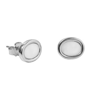 Срібні сережки вкриті родієм з перламутром (СК2П/1020)