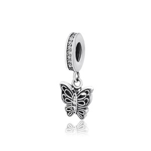 Срібний шарм з фіанітами Вінтажний метелик
