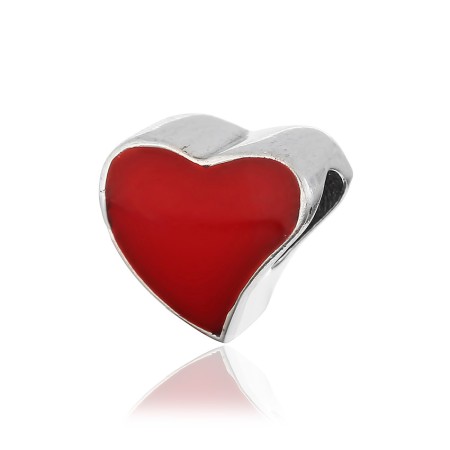Срібний шарм червоне серце