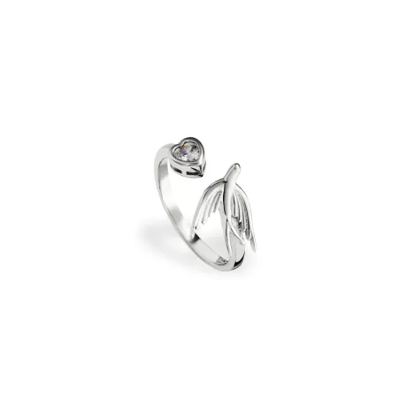 Серебряное кольцо с ласточкой и сердечком