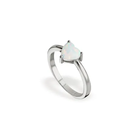 Серебряное кольцо с белым опалом в форме сердечка