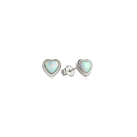 Серебряные сережки с опалом в форме сердец