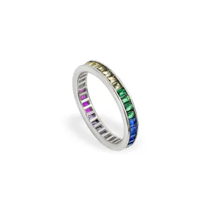 Серебряное кольцо с разноцветными фианитами