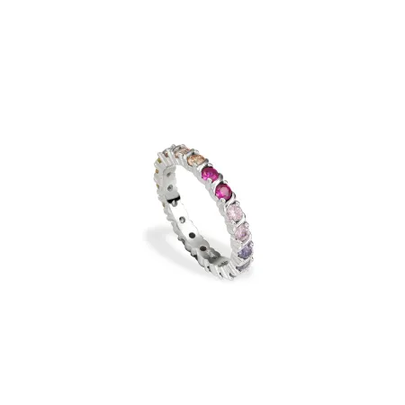 Серебряное кольцо с разноцветными фианитами дорожка
