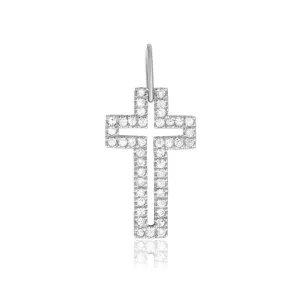 Срібна підвіска хрести доріжки з фіанітами