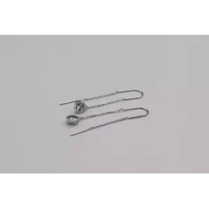 Срібні сережки петля геометрія з фіанітами