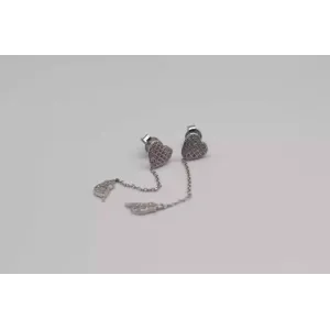 Срібні сережки трансформери з петлею із фіанітами