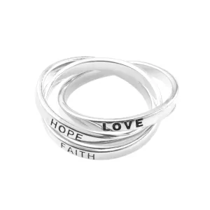 Серебряное кольцо слова любовь и надежда
