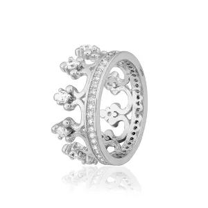 Срібна каблучка корона з фіанітами