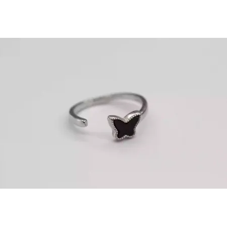 Серебряное кольцо бабочка черный оникс