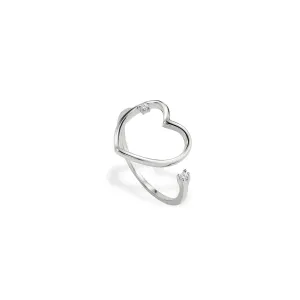 Серебряное кольцо любовь сердца