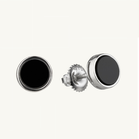 Срібні сережки в стилі 'Van Cleef & Arpels' з оніксом