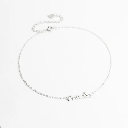Срібний браслет 'Princess' на ногу, плетіння Якір+декор