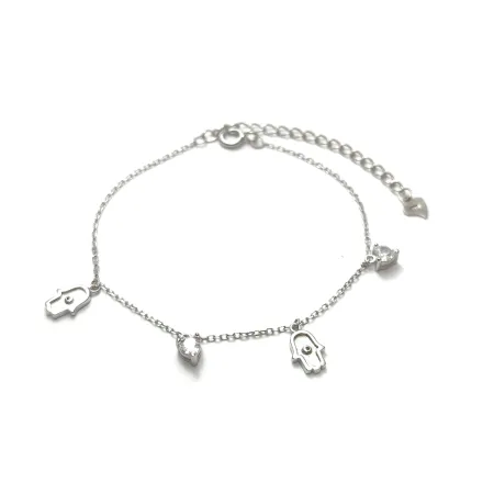 Серебряный браслет с подвесками белый фианит