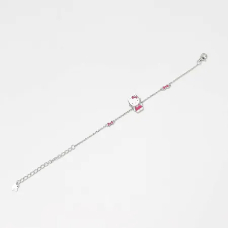 Серебряный браслет 'Hello Kitty' со вставкой эмаль