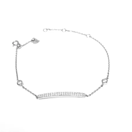 Серебряный браслет с подвесками белый фианит