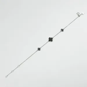 Срібний браслет в стилі 'Van Cleef & Arpels' зі вставкою фіаніт/онікс