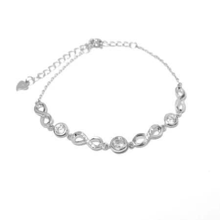 Серебряный браслет декоративный Бесконечность с фианитами