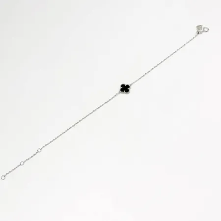 Срібний браслет в стилі 'Van Cleef & Arpels' зі вставкою онікс