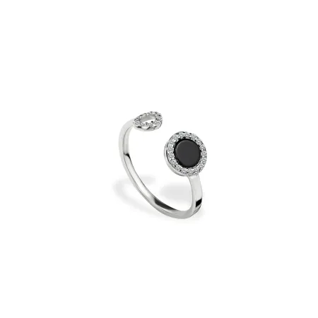Серебряное кольцо с ониксом и фианитами