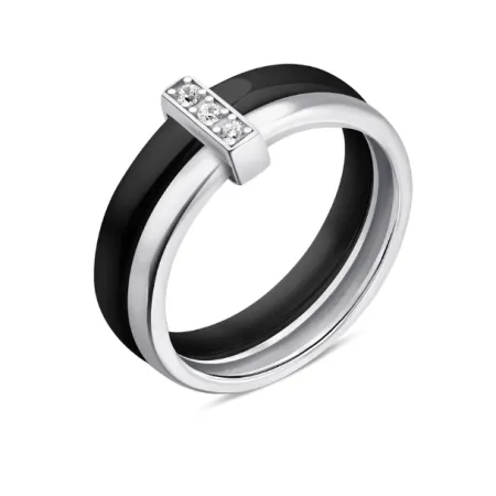 Срібна каблучка зі вставкою фіаніт/кераміка