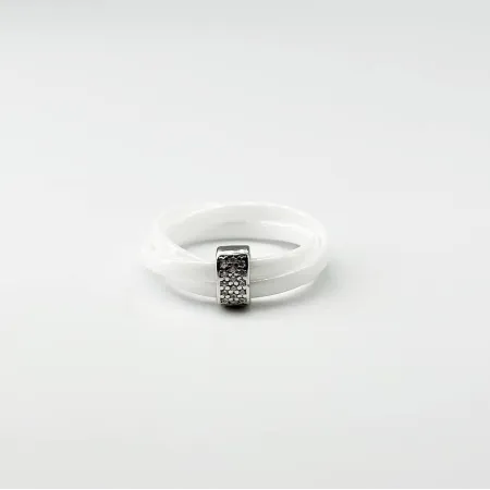 Срібна каблучка зі вставкою фіаніт/кераміка