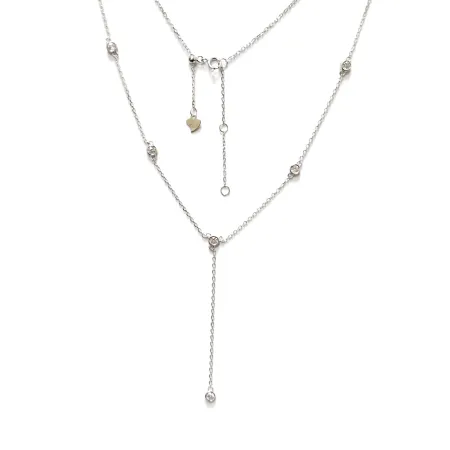 Срібне кольє родоване зі вставкою фіаніт