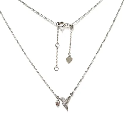 Срібне кольє Пташка з серденьком