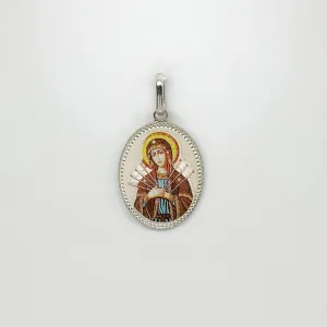 Срібна підвіска 'Божа Матір Семистрільна'