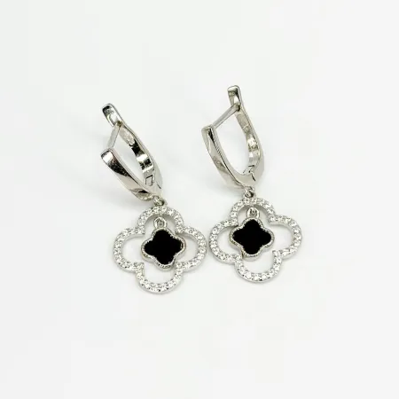 Срібні сережки в стилі 'Van Cleef & Arpels' з англійською застібкою