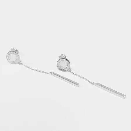 Срібні сережки в стилі 'Bvlgari' зі вставкою перламутр