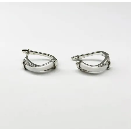 Срібні сережки зі вставкою фіаніт/кераміка