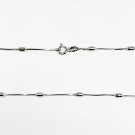 Срібний ланцюг, плетіння Снейк з діжечками