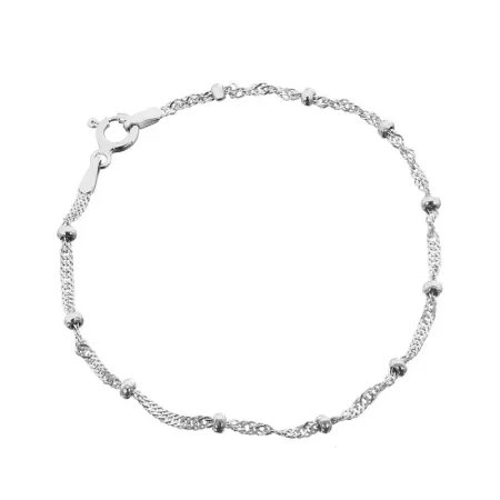 Браслет серебряный сингапур с бусинами