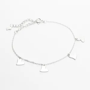 Срібний браслет романтика з серцями