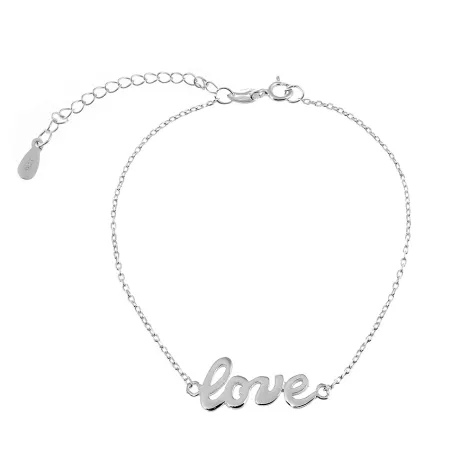 Серебряный браслет на ногу Love