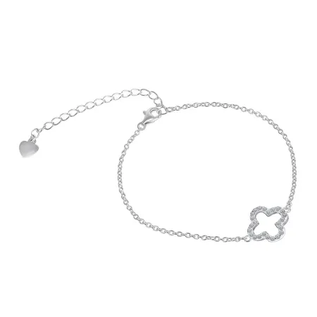 Срібний браслет з конюшиною у фіанітах