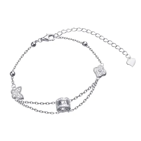 Серебряный браслет декоративный с белыми фианитами