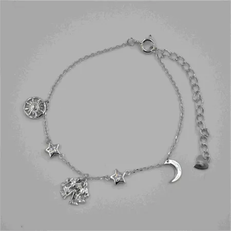 Серебряный браслет фианит близнецы