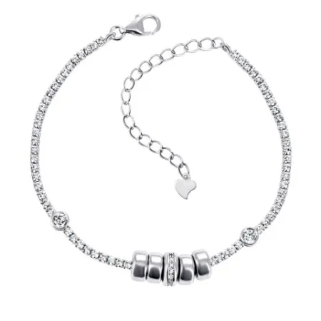 Срібний браслет з намистинами Сяйво фіанітів