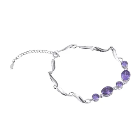 Серебряный браслет с сиреневыми фианитами